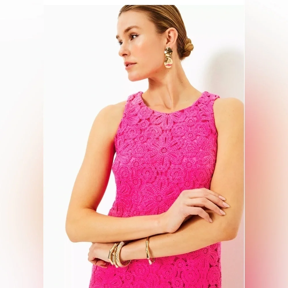 Lilly Pulitzer Pink Soiree Crochet Marquette Dress